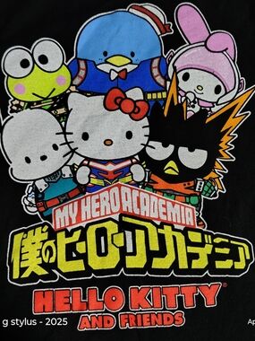 HELLO KITTY My Hero Academia Black Graphic Short Sleeve Tee - 2XL 😎🔥